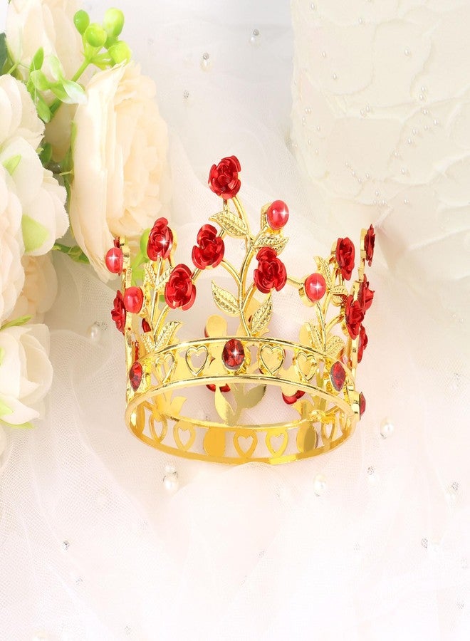 BAHABY Gold Crown Cake Topper for Wedding Birthday Costume Party Favors Small Crown Hair Accessories for Women - Image 3