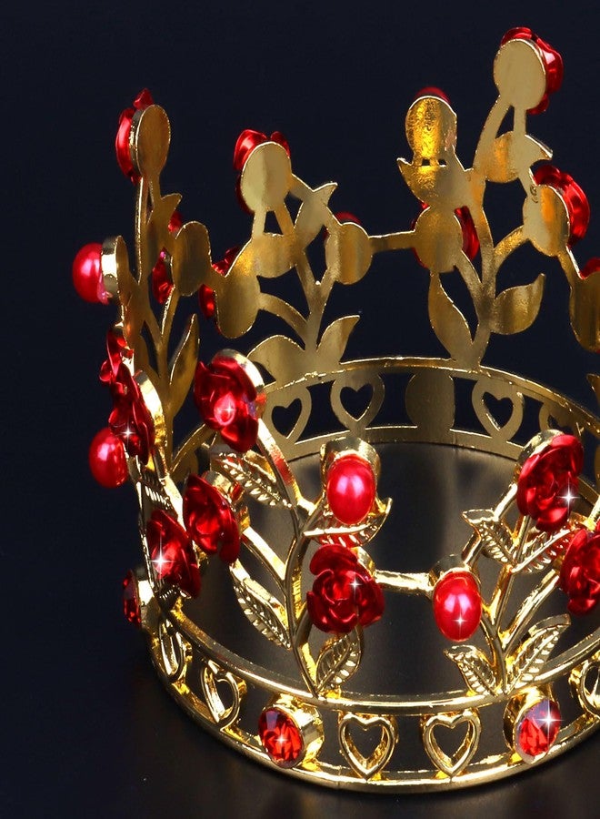 BAHABY Gold Crown Cake Topper for Wedding Birthday Costume Party Favors Small Crown Hair Accessories for Women - Image 2