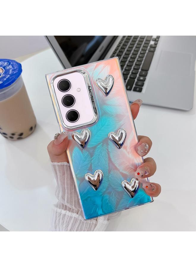 إيروريكس جراب لهاتف Samsung Galaxy A35 5G، جراب هاتف TPU مطلي بالكهرباء بخمسة قلوب من نسيج الليزر - Image 1