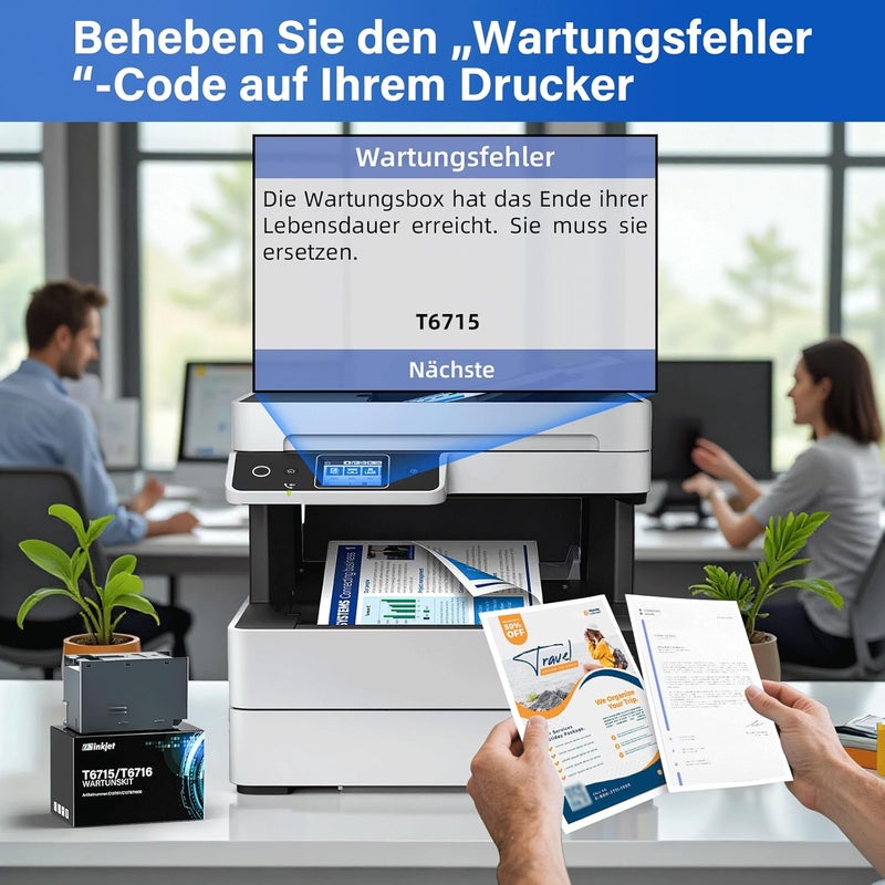 صندوق الصيانة T6715 T6716 متوافق مع طابعات Epson Workforce WF-4720 WF-4725 WF-4730 WF-C5210 WF-C5710 WF-C5790�� حاوية حبر النفايات T6715 T6716 صندوق الصيانة، C13T671500 C13 T6716 T00 سم - Image 5