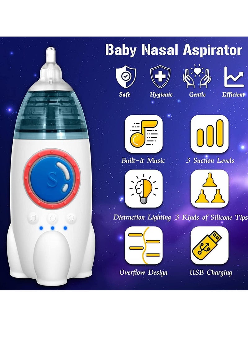 XiuWoo Electric PX7 waterproof Portable Baby Nasal Aspirator, Ultra-Quiet Nose Sucker, Silicone Nose Auctioneers, Baby Nose Cleaner, Snot Cleaner with 3 Nasal Sections Tips, Music and Light  - Image 3