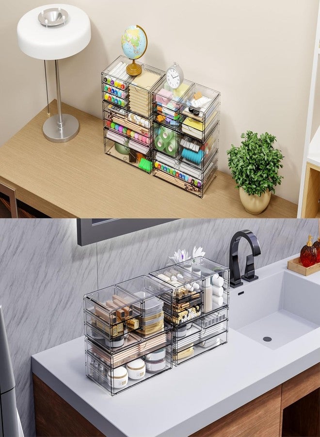 Yieach 3Pack Clear Drawer Organizers Stackable,Acrylic Storage Drawers With 10 Drawers,Multipurpose Office Supply Organizer and Makeup Organizer for Beauty,Craft,Pen,Medical,Stationary Desk Organizers - Image 5
