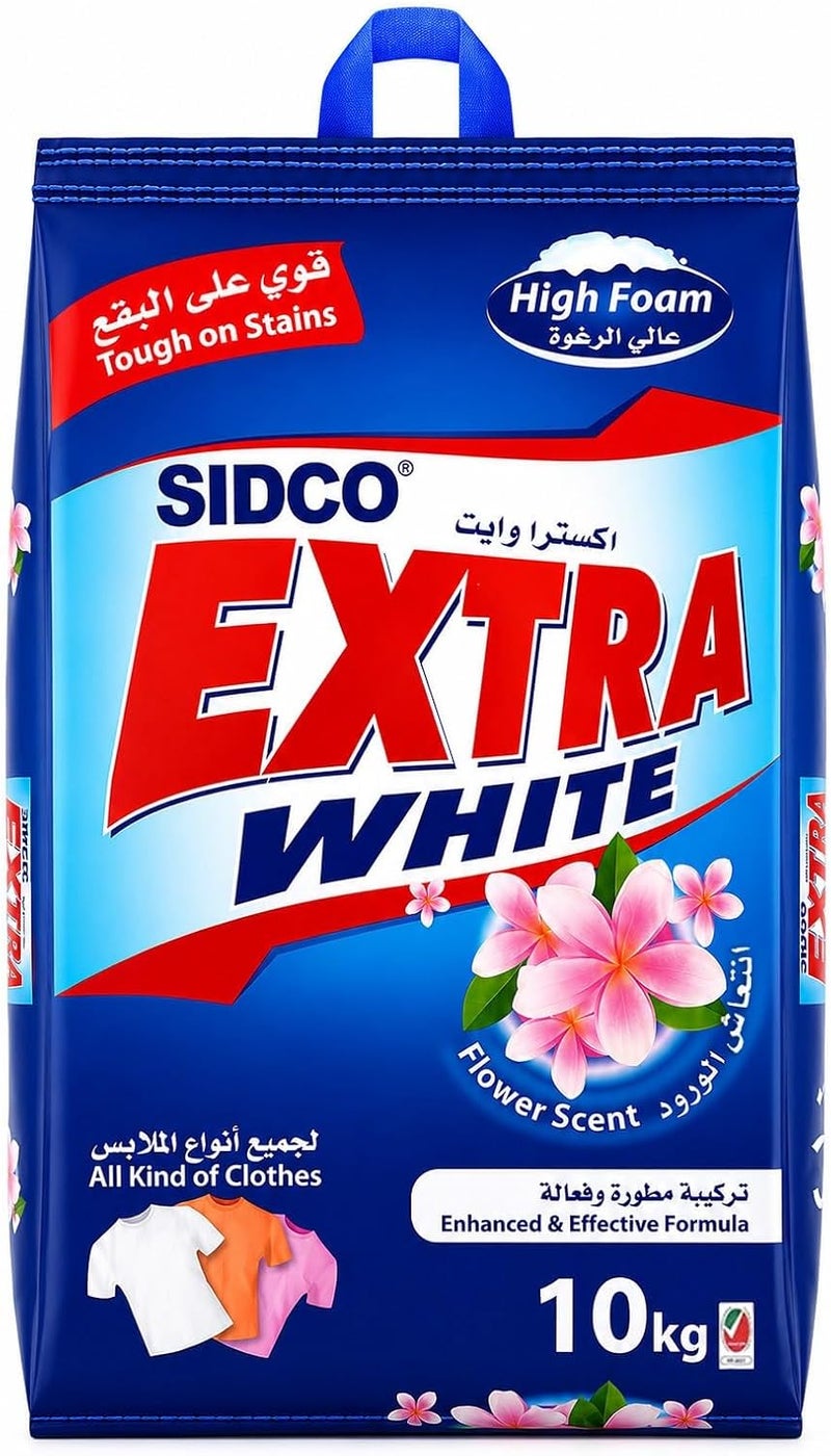 مسحوق غسيل إكسترا وايت برائحة الزهور عالي الرغوة، 10 كجم - Image 1