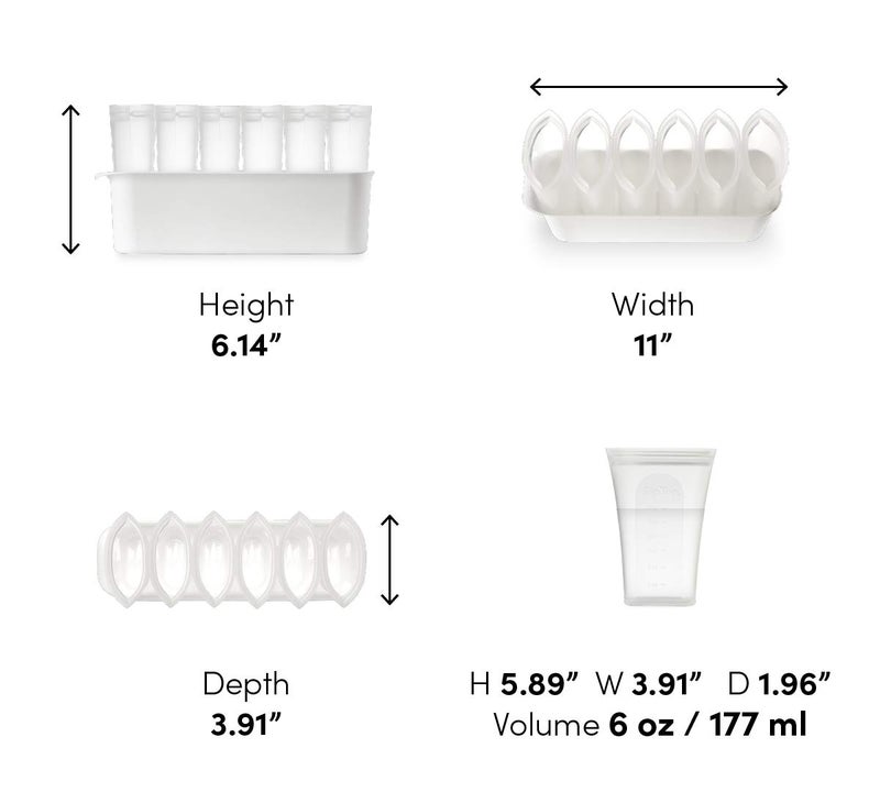 Zip Top Reusable 100% Platinum Silicone Breast Milk Storage, Made in the USA - Bag Set of 6 + Freezer Tray - Image 3