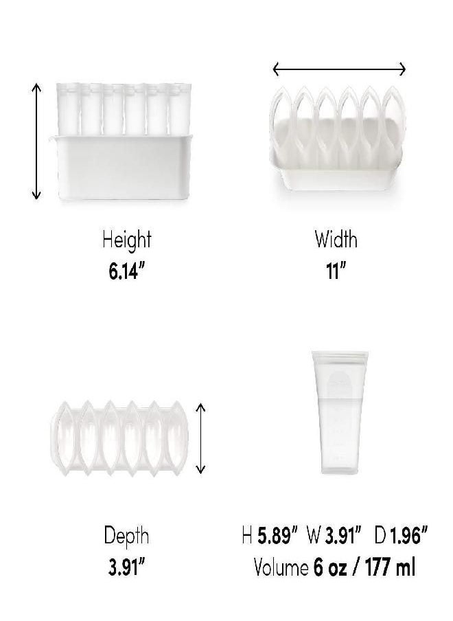 Zip Top - Zip Top Reusable 100% Platinum Silicone Breast Milk Storage, Made in the USA - Bag Set of 6 + Freezer Tray - Image 1