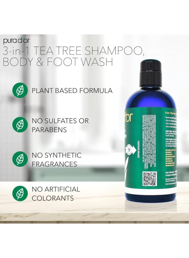بيورا دور، شامبو شجرة الشاي 3 في 1، غسول للجسم والقدمين، لجميع أنواع الشعر، 16 أونصة سائلة (473 مل) - Image 2