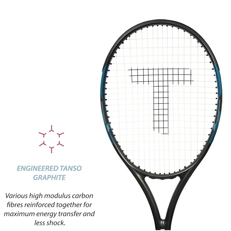 Tanso TSUYO 44 Full Graphite High Performance Ultra Light Carbon Fibre Strung Tennis Racquet with Free Full Tennis Racket Cover (260 Grams, Oval Head Shape, 100 sq inch, Full Size) (Slate Grey) - Image 5