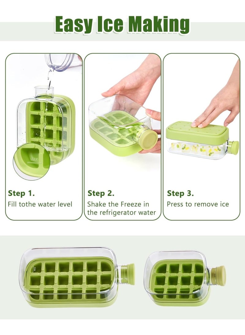 2-in-1 Ice Cube Bottle 500ml with Straw & Lid – Easy Ice-Making Water Bottle, One-Touch Ice Release, Leak-Proof Freezer Bottle for Juice, Coffee & Cold Beverages – Green - Image 3