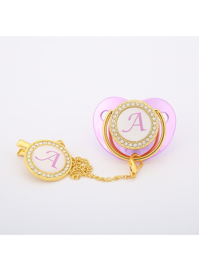 Baby Diamond Pacifier Maternal And Infant Products Food Silicone Letter Pattern With Chain Baby Pacifier