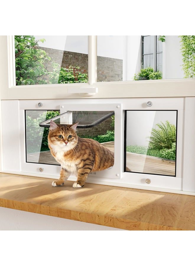 whiffee Aluminum Window Pet Door for Cats Small Dogs - Window Cat Door Insert Horizontal, Adjustable to Fit Window Width from 31" to 36", Weatherproof Pet Door with 4-Way Lock, No-Drill, Quick Installation - Image 1