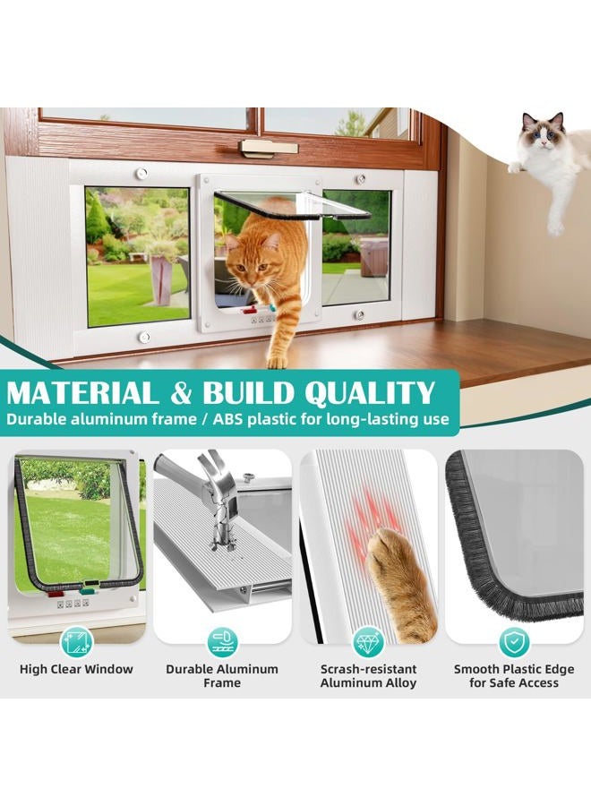 whiffee Aluminum Window Pet Door for Cats Small Dogs - Window Cat Door Insert Horizontal, Adjustable to Fit Window Width from 31" to 36", Weatherproof Pet Door with 4-Way Lock, No-Drill, Quick Installation - Image 3