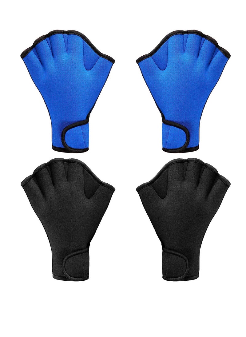 SYOSI Swimming Gloves, 2 Pairs Aquatic Swim Training Gloves Neoprene Gloves, Fitness Water Resistance Webbed Gloves Water Aerobic Equipment for Swimming Diving Exercise Training  - Image 1