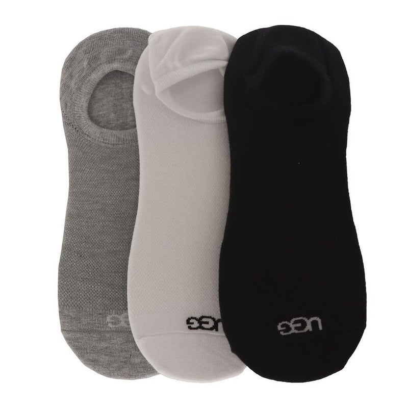 UGG Men's Oliver No Show 3Socks, White / Grey / Black, L/XL