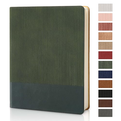 TSFPapier Lined Journal Notebook for Work College Ruled Note Book 7.2"x9.6" B5 PU Leather Daily Journaling 160 Pages for Women Men Writing Home School Supplies Business (Dark Green) - Image 1