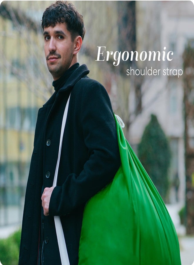Handy Laundry Bag Shoulder Strap - Drawstring Locking Closure, Durable Nylon Material, Large Capacity, Heavy Duty Stitching - Perfect for Laundromat or College Dorm (Green, 30" x 40") - Image 3