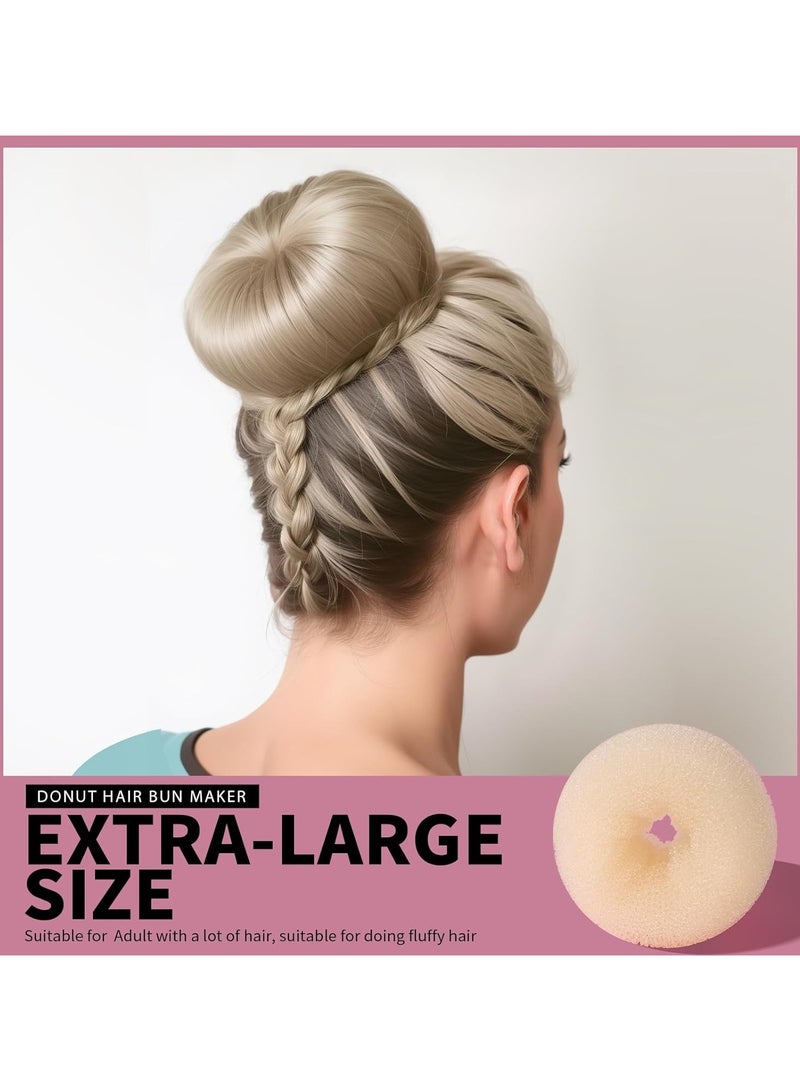 Hair Bun Maker Set - 4 Size Beige Donut Bun Shaper + 20 Golden Bobby Pins for Blonde Chignon Bun Maker Hair Ring Style Accessories for Dancer Ballet Girls Extra-large Large Medium Small - Image 3