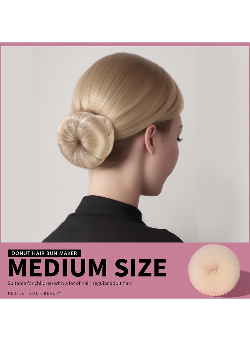 Hair Bun Maker Set - 4 Size Beige Donut Bun Shaper + 20 Golden Bobby Pins for Blonde Chignon Bun Maker Hair Ring Style Accessories for Dancer Ballet Girls Extra-large Large Medium Small - Image 4