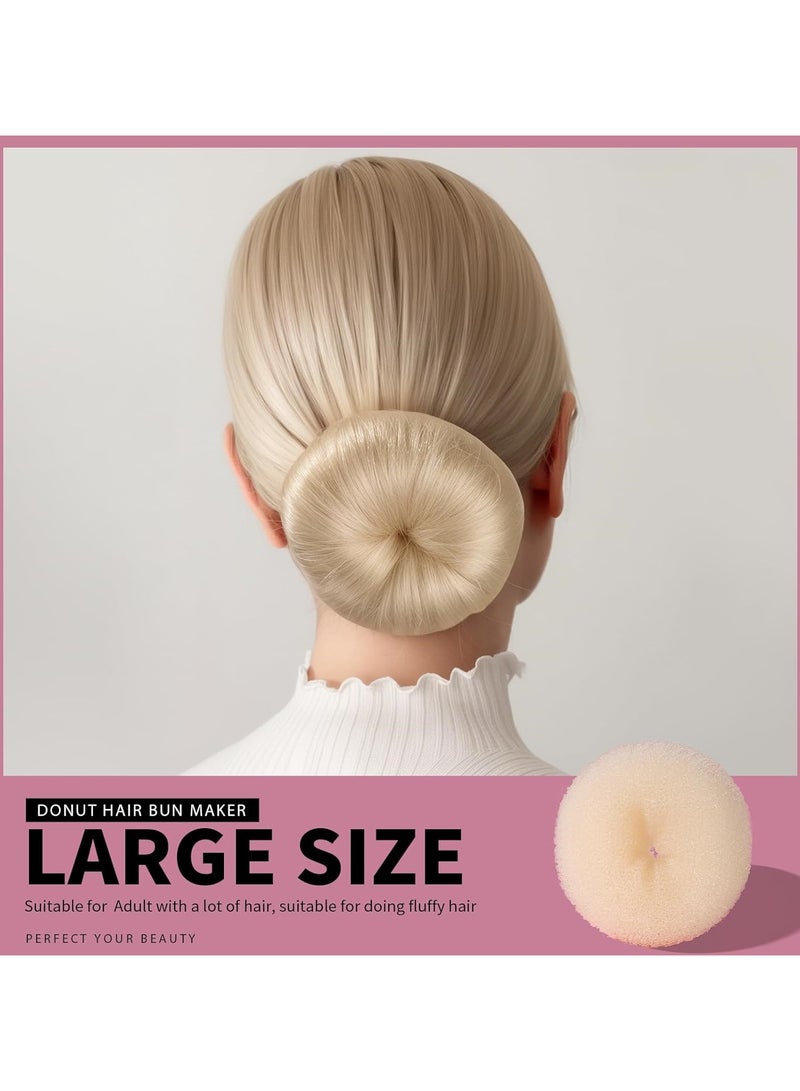 Hair Bun Maker Set - 4 Size Beige Donut Bun Shaper + 20 Golden Bobby Pins for Blonde Chignon Bun Maker Hair Ring Style Accessories for Dancer Ballet Girls Extra-large Large Medium Small - Image 2