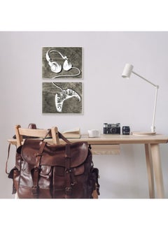 Stupell Industries Kids' Entertainment Accessories Rustic Headphones Video Game Controller, Designed By Daphne Polselli Wall Plaque, 15 X 10, White  - Image 2