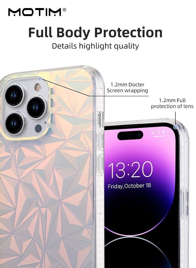 Motim Clear Glitter Case for iPhone 14 Pro Laser Bling Hard Back Soft TPU Bumper Cover Slim Shockproof Protective Phone Case for Women - Image 5