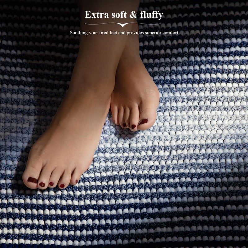 BSICPRO Bathroom Rugs and Mats Sets  2 Piece Thick Absorbent Chenille Bath Mat Rug Set Non Slip  Soft Shaggy Bath Room Floor Mats for Bathroom  Machine Washable (20"" x 32"" Plus 16"" x 24""  Navy) - Image 5