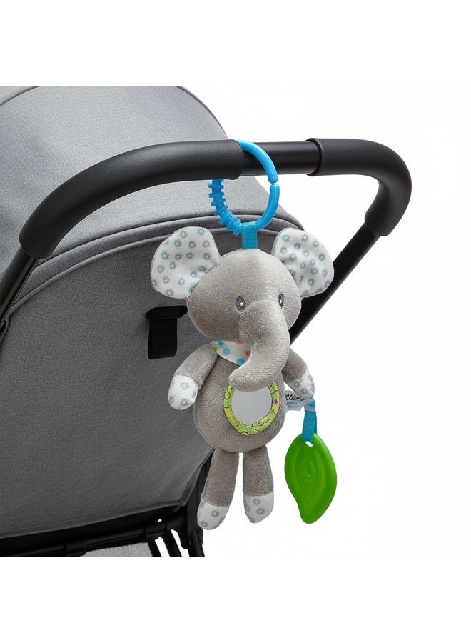 Bambimici Plush Stroller Toy with Teether Clip-Elephant - Image 3