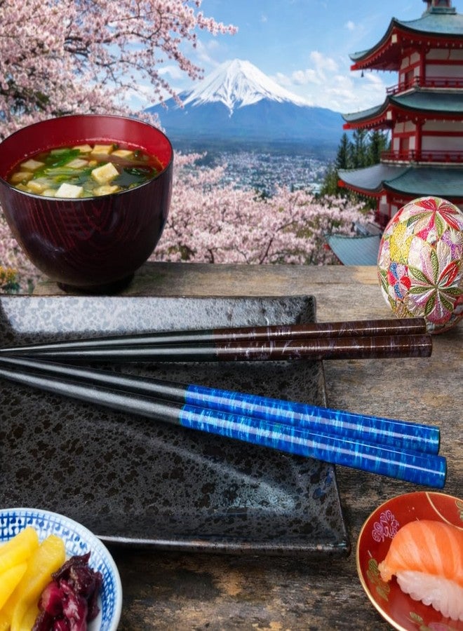 Terra Distribution Premium Japanese Chopsticks Reusable 2prs Set [ Made in Japan ] Traditional Lacquer Art Wooden Chopsticks B (Splashed Pattern BL/BR(2KR019)) - Image 4