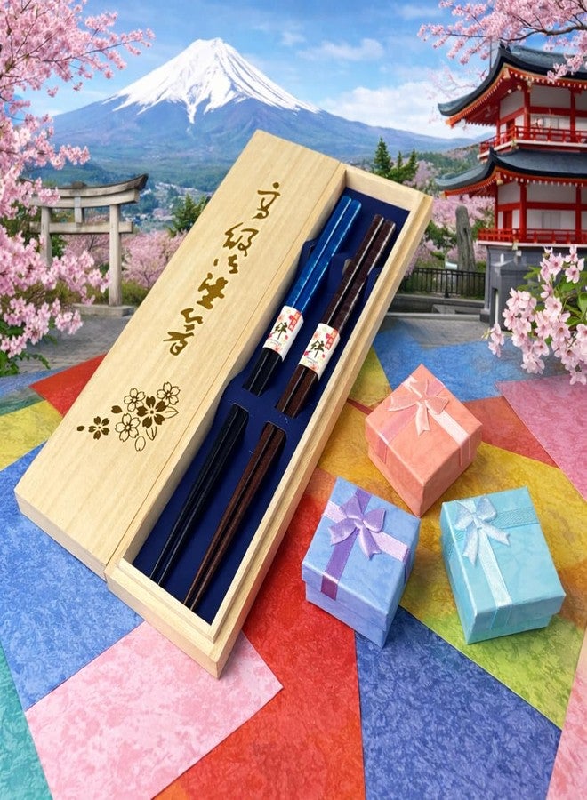 Terra Distribution Premium Japanese Chopsticks Reusable 2prs Set [ Made in Japan ] Traditional Lacquer Art Wooden Chopsticks B (Splashed Pattern BL/BR(2KR019)) - Image 5