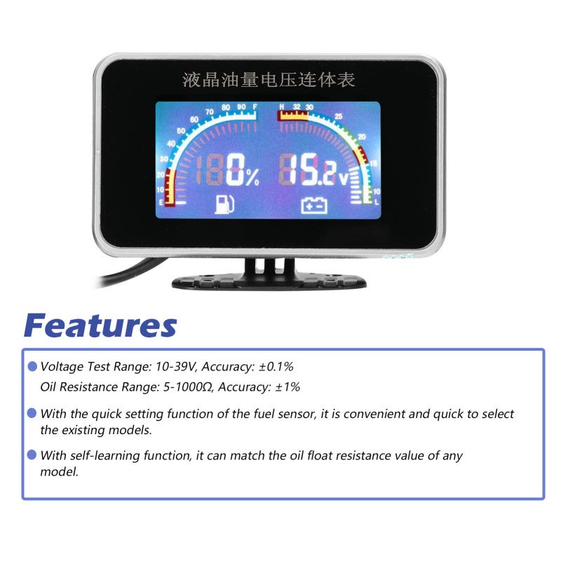 2-in-1 LCD Car Digital Fuel Level Gauge Voltmeter Universal Instrument 9-36V for Car Truck SUV RV - Image 4