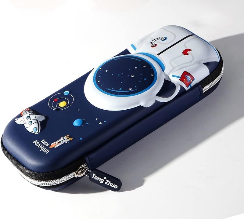 Royals hub 3D Cover Eva Space Astronaut Theme Pencil Case Large Capacity Pencil Pouch Bag Compass School Pouch Organizer for Students Kids Stylish Pen Holder Pouch Stationery Box - Canvas, Multicolor - Image 2