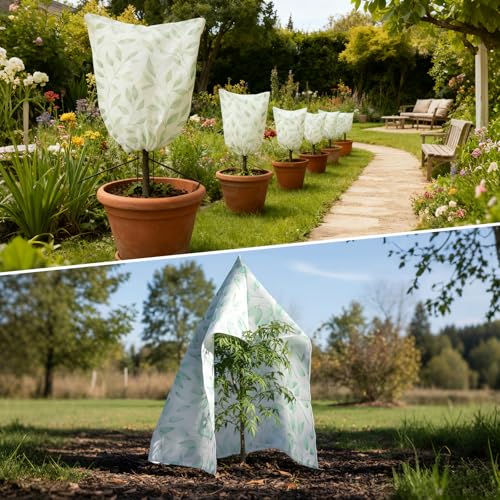 GliCraft 4 Pack Plant Covers Freeze Protection Winter Frost Covers with Zipper Drawstring Reusable Frost Cloth for Outdoor Winter Weather Shrubs Trees Jacket (31" X 40") - Image 5