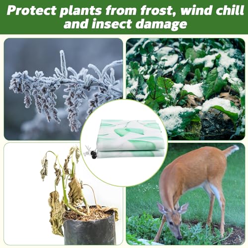 GliCraft 4 Pack Plant Covers Freeze Protection Winter Frost Covers with Zipper Drawstring Reusable Frost Cloth for Outdoor Winter Weather Shrubs Trees Jacket (31" X 40") - Image 3