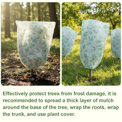 GliCraft 4 Pack Plant Covers Freeze Protection Winter Frost Covers with Zipper Drawstring Reusable Frost Cloth for Outdoor Winter Weather Shrubs Trees Jacket (31" X 40") - Image 4