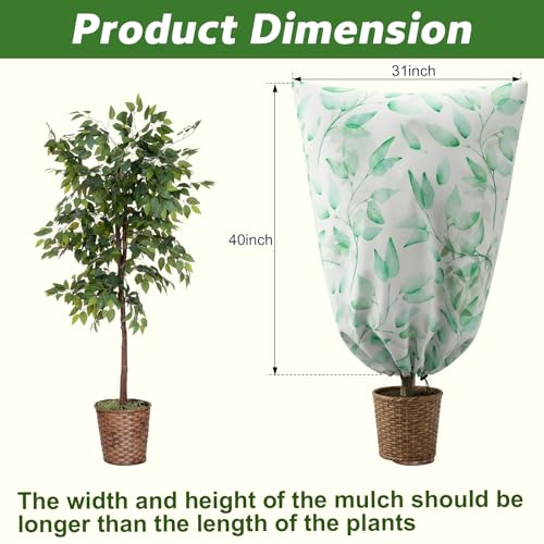 GliCraft 4 Pack Plant Covers Freeze Protection Winter Frost Covers with Zipper Drawstring Reusable Frost Cloth for Outdoor Winter Weather Shrubs Trees Jacket (31" X 40") - Image 2