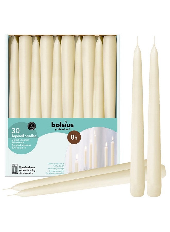 BOLSIUS شموع بولسيوس 30 عدداً من الشموع العاجية المنزلية - 10 بوصات - جودة أوروبية ممتازة - 8 ساعات احتراق - عبوة كبيرة بدون رائحة وغير قابلة للتنقيط وبدون دخان لتزيين المنزل والمطاعم وحفلات الزفاف والاحتفالات - Image 1