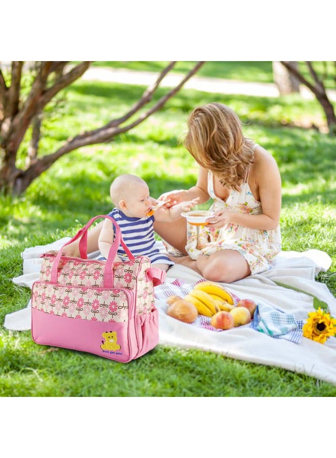 Moclever 5PCS Diaper Bag Tote Set - Baby Bags for Mom, Pink, 5 Piece Set - Image 3