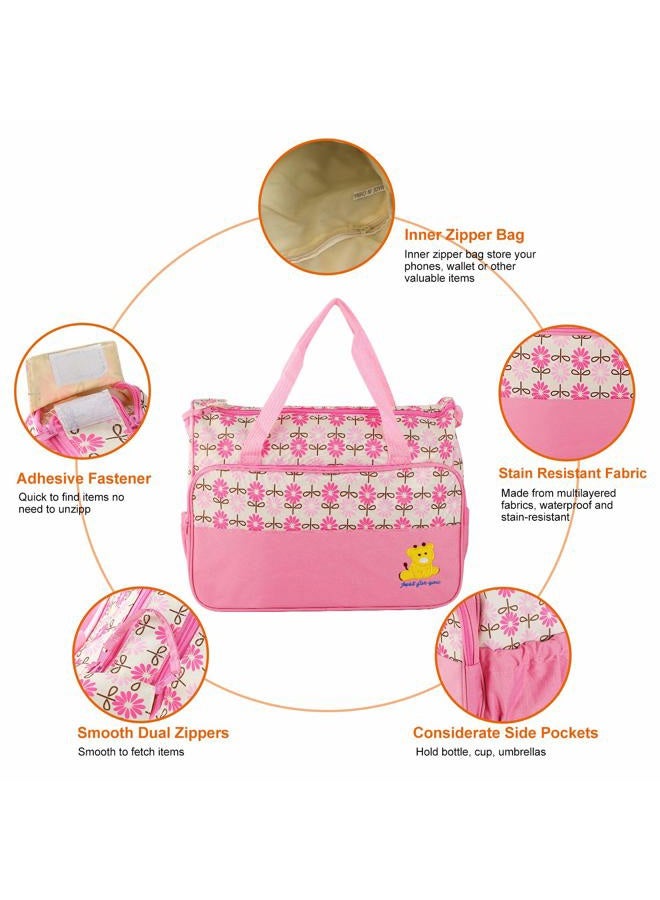 Moclever 5PCS Diaper Bag Tote Set - Baby Bags for Mom, Pink, 5 Piece Set - Image 5
