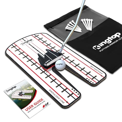 KINGTOP Ultra Golf Putting Mirror - Full Alignment View for Eyes & Shoulders - Ideal for Indoor | Outdoor Practice, with Carry Bag and Golf Tees - Image 1