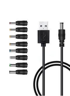 ماركة غير محددة كابل طاقة عالمي 5 فولت USB إلى تيار مستمر 5 فولت بموصل طرفي 5.5 مم 2.1 مم وكابل شحن مزود بـ 8 أطراف موصل  - Image 1
