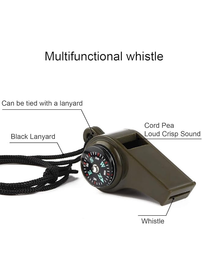 KASTWAVE Emergency Survival Whistle 3 in 1 Emergency Whistles with Compass and Thermometer Loud Safety Whistle with Lanyard for Outdoor Hiking Camping Boating Hunting Fishing 3 Pack - Image 4