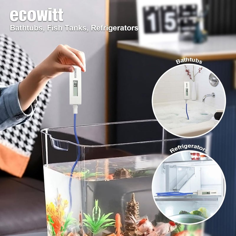 ECOWITT WN34BD Thermometer, with LCD Display and 3.28 ft/1m Silicone Wire Sensor Probe, Suitable for Pool, Pond, Liquid, Air, Soil Temperature, Support Cloud System, 915 MHz - Image 5