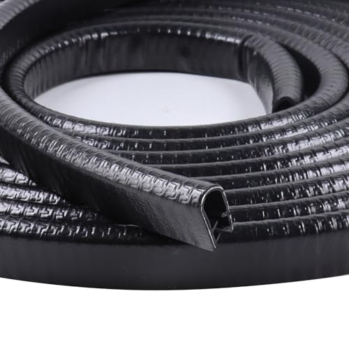 Goldwheel Edge Trim Black U-Channel Rubber Trim Edge with Steel 1/2" X 3/8" - Fit Gap 3/64" to1/4 Car Door Edge Sealing Strip PVC Weather Stripping with Metal, Metal Edge Protector, 28FT - Image 1