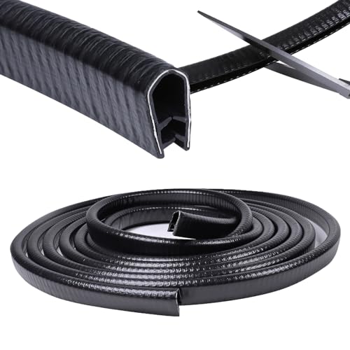 Goldwheel Edge Trim Black U-Channel Rubber Trim Edge with Steel 1/2" X 3/8" - Fit Gap 3/64" to1/4 Car Door Edge Sealing Strip PVC Weather Stripping with Metal, Metal Edge Protector, 28FT - Image 3