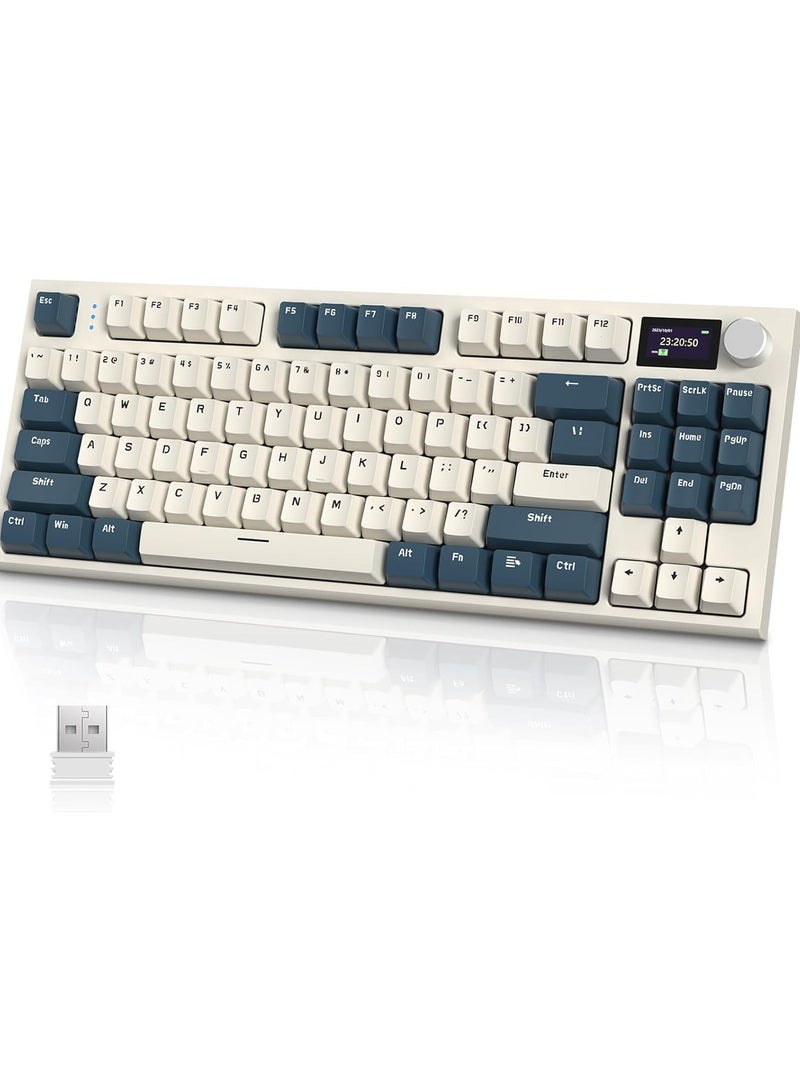 Attack Shark K86 Wireless Mechanical Keyboard,Triple Mode Bluetooth5.0/2.4G/USB-C 82 Keys Hot Swappable Gaming Keyboard 4000 mAH Battery w/Knob & 1.2'' HD OLED Display - Image 1