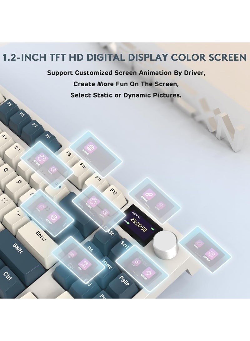 Attack Shark K86 Wireless Mechanical Keyboard,Triple Mode Bluetooth5.0/2.4G/USB-C 82 Keys Hot Swappable Gaming Keyboard 4000 mAH Battery w/Knob & 1.2'' HD OLED Display - Image 3