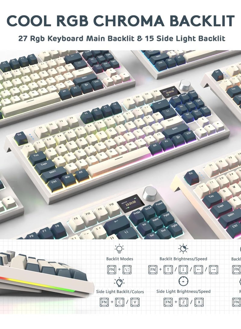 Attack Shark K86 Wireless Mechanical Keyboard,Triple Mode Bluetooth5.0/2.4G/USB-C 82 Keys Hot Swappable Gaming Keyboard 4000 mAH Battery w/Knob & 1.2'' HD OLED Display - Image 5