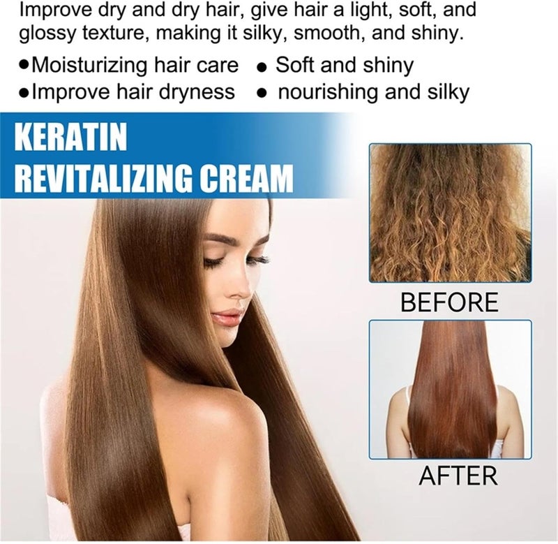 STRBOXONG Keratin Revitalizing CreamKeratin Revitalizing Cream ConditionerHair Smoothing Moisture Deep ConditionerKeratin Enrichment CreamKeratin Leave in Conditioner for Frizzy Dry Damaged Hair (3PC) - Image 3