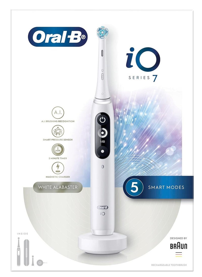Oral-B Electric Rechargeable Toothbrush, 1 White handle with Revolutionary Magnetic Technology, Black & White Display, 5 Modes, 1 Premium Travel Case  - Image 1