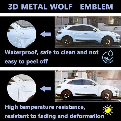 OAN 3D Copper Wolf Metal Chrome Sticker Logo Fender Badge Emblem Waterproof Self-Adhesive Non-Rusting Decal for Cars & Bikes (8 cms X 6cms appx) (Pack of 2, Silver) - Image 5