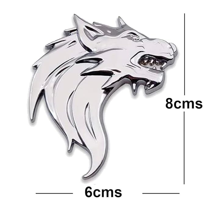 OAN 3D Copper Wolf Metal Chrome Sticker Logo Fender Badge Emblem Waterproof Self-Adhesive Non-Rusting Decal for Cars & Bikes (8 cms X 6cms appx) (Pack of 2, Silver) - Image 3